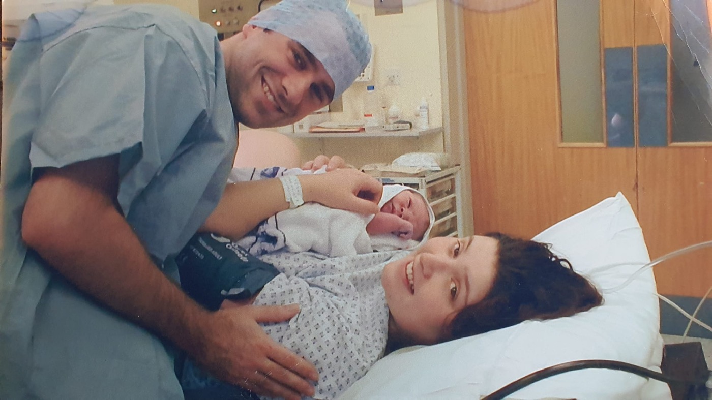 Paul in hospital on the day his baby was born